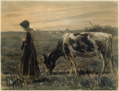 Meisje met koe door Max Liebermann